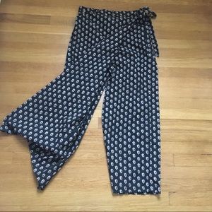 Garnet Hill Apron-Wrap Pants Block Print